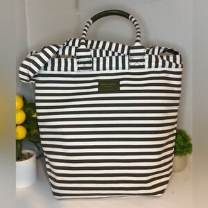 Henri Bendel Signature Stripe Canvas Weekender Tote, EUC